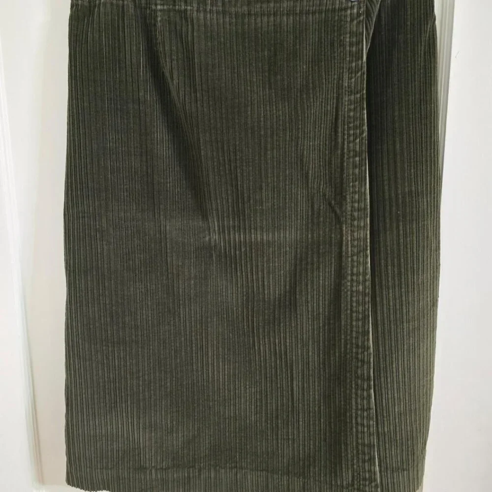 16 Vintage 80s L.L. Bean Olive Corduroy Maxi Wrap Skirt Boho
